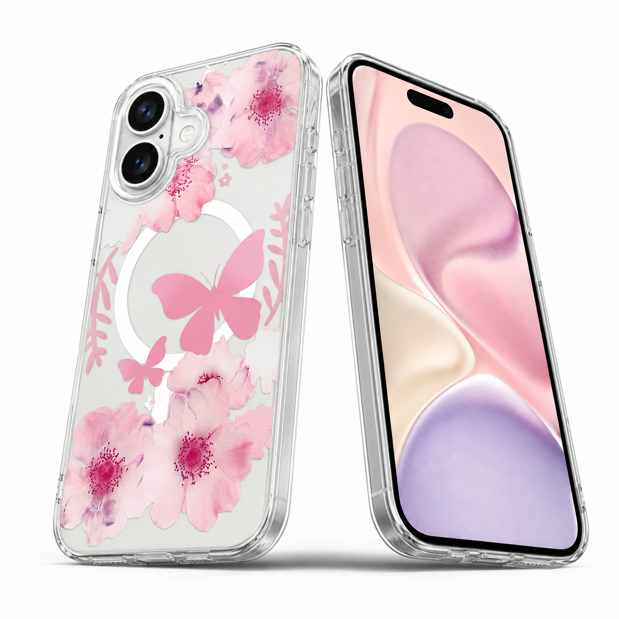 Cute Butterfly Phone Cover Apple iPhone 16 Shockproof Clear MagSafe Case