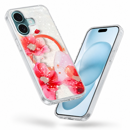 Floral MagSafe Protective Case, Apple iPhone 16 Mobile Cover, Drop Protection Phone Case, Luxury Transparent Case