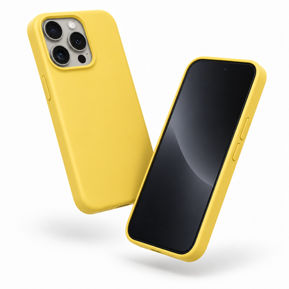 Premium Liquid Silicone Case for Apple iPhone 13 Pro Max - Yellow - angled product view