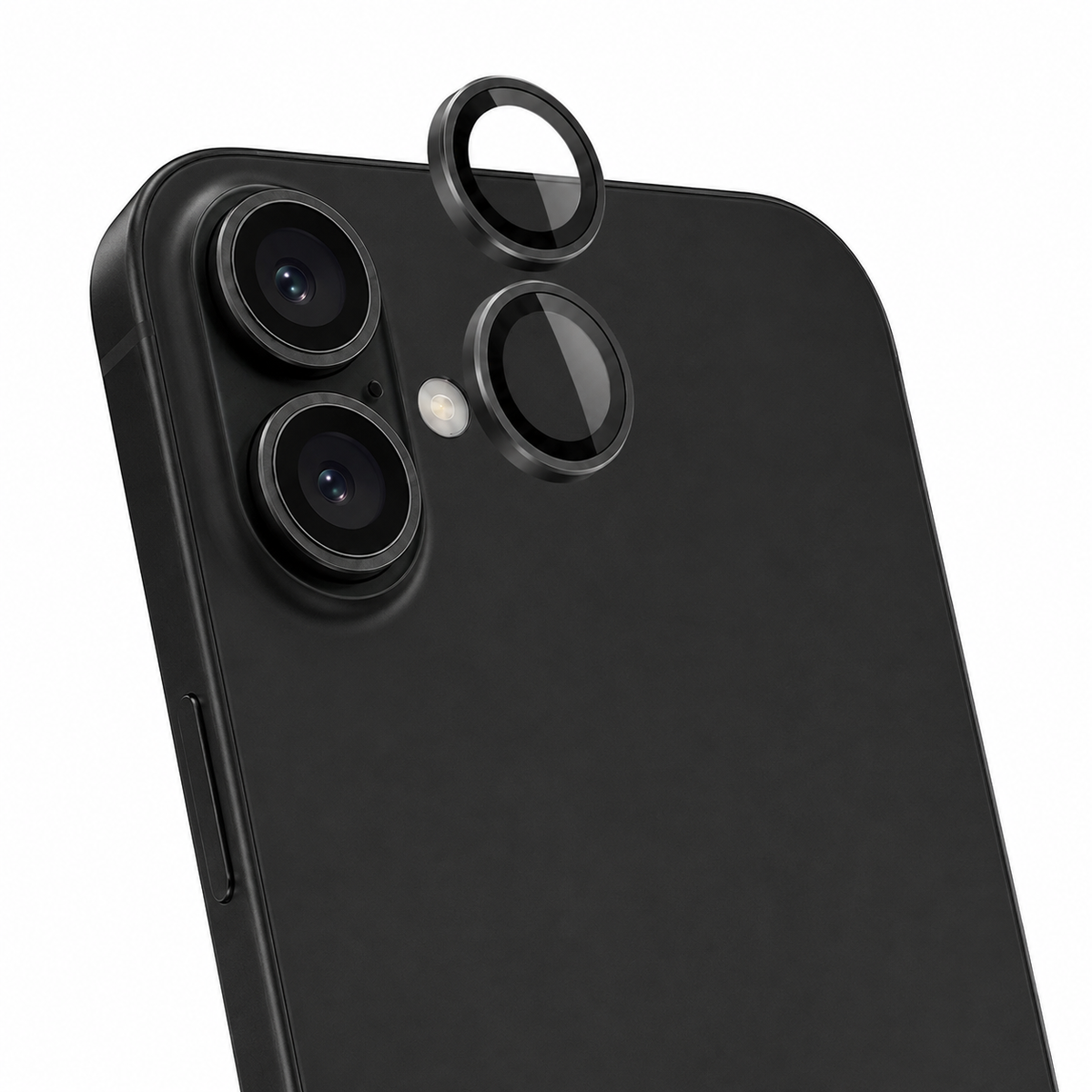 Black iPhone 16 camera lens protector
