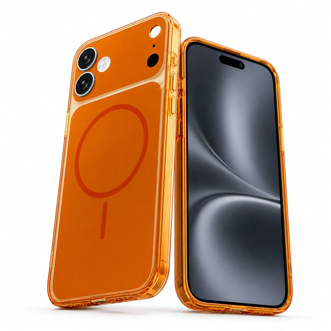 Designer Orange MagSafe iPhone 17 Cover, Wireless Charging Compatible Case, Impact Resistant Phone Case