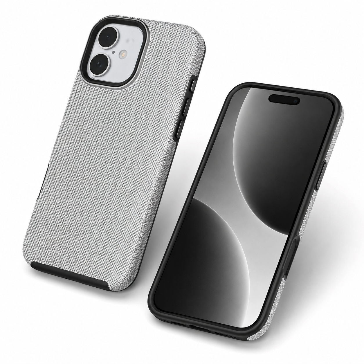 Grey iPhone 16 cover with raised anti-slip dotted texture