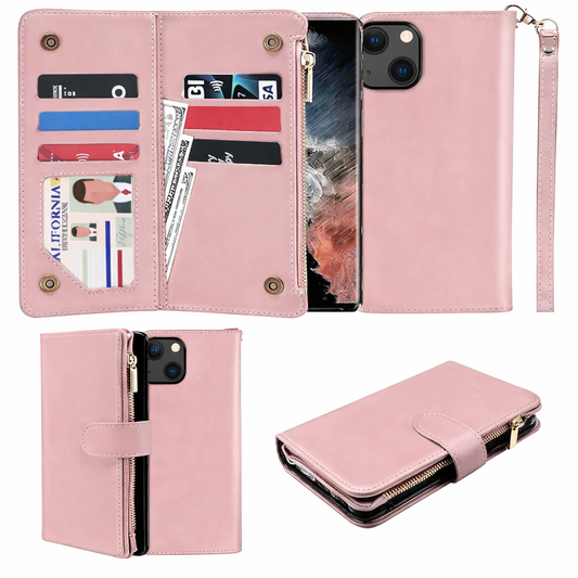 Multi-Card Wallet Phone Case – Hot Pink Clutch detachable Cover
