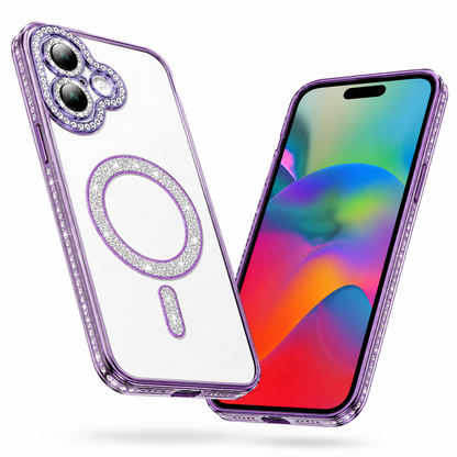Transparent Mobile Cover, iPhone 17, Purple Glitter Electroplated Frame