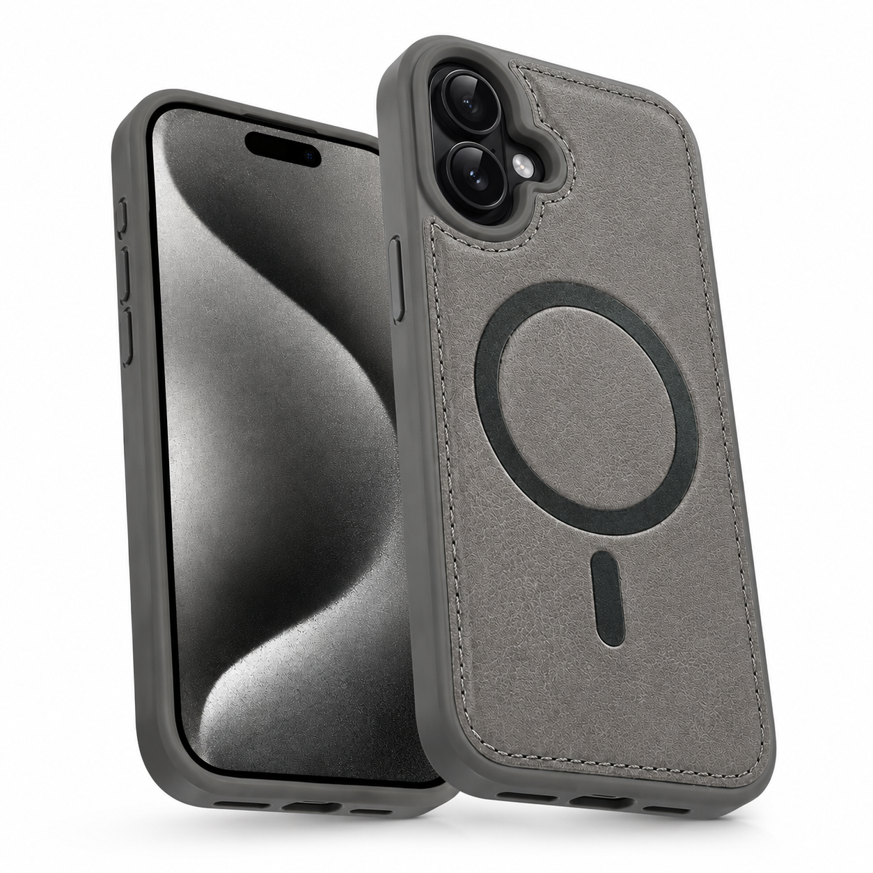 Luxury Grey iPhone 16 Case, Protective Smartphone Cover, Impact Resistant MagSafe Case