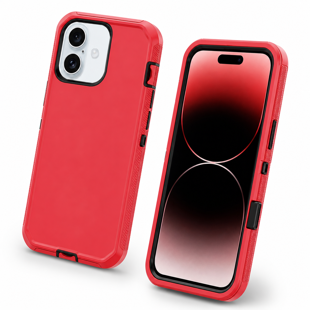 Shockproof red iPhone 16 cover with reinforced corner protection