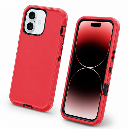 Shockproof red iPhone 16 cover with reinforced corner protection