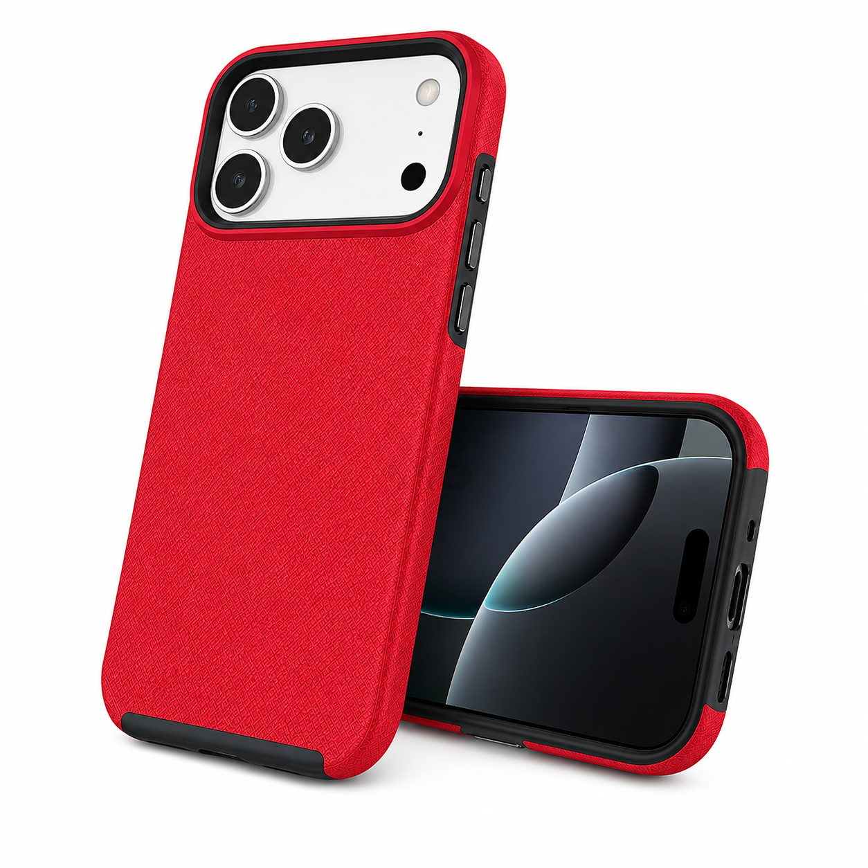 Apple iPhone 17 Pro Max Red Cover, Textured Dotted Case, Wireless Charging Compatible Case, Heavy Duty Phone Cover, Protective Smartphone Case