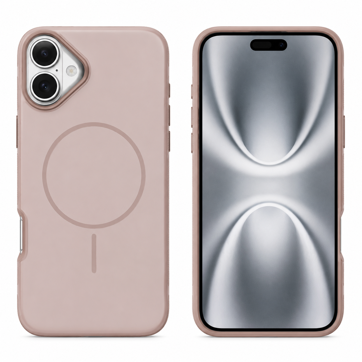 MagSafe Glam Case Apple iPhone 16– Rose Gold with shockproof phone case design and wireless charging compatible cover