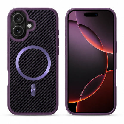 Premium Carbon Elite Case, Protective Smartphone Case, Drop Protection Phone Cover, Luxury Purple iPhone 16 Case