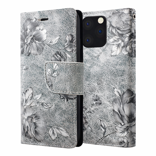 Wallet Phone Case – Grey Floral Cover