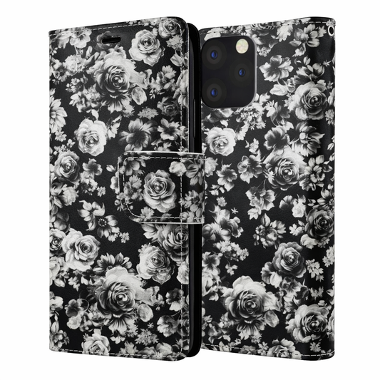 Wallet Phone Case – Black Floral Cover
