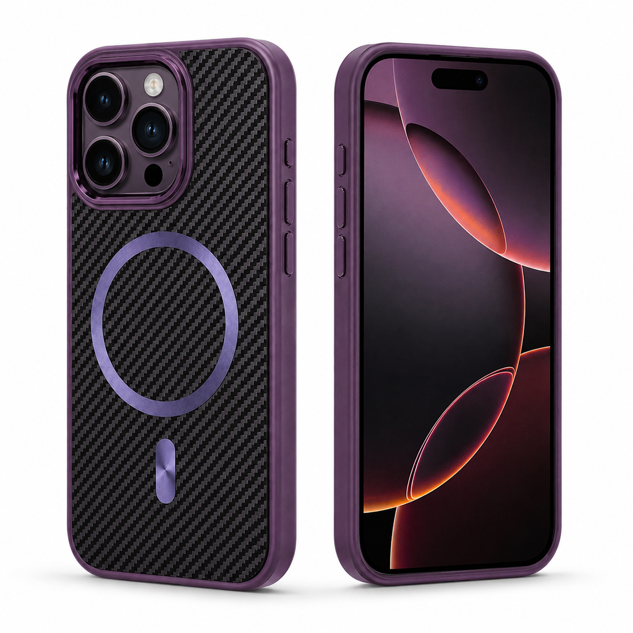 Purple carbon style iPhone 12 MagSafe protective phone cover