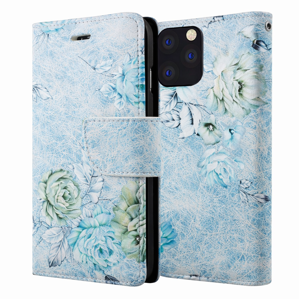 Wallet Phone Case – Blue Floral Cover