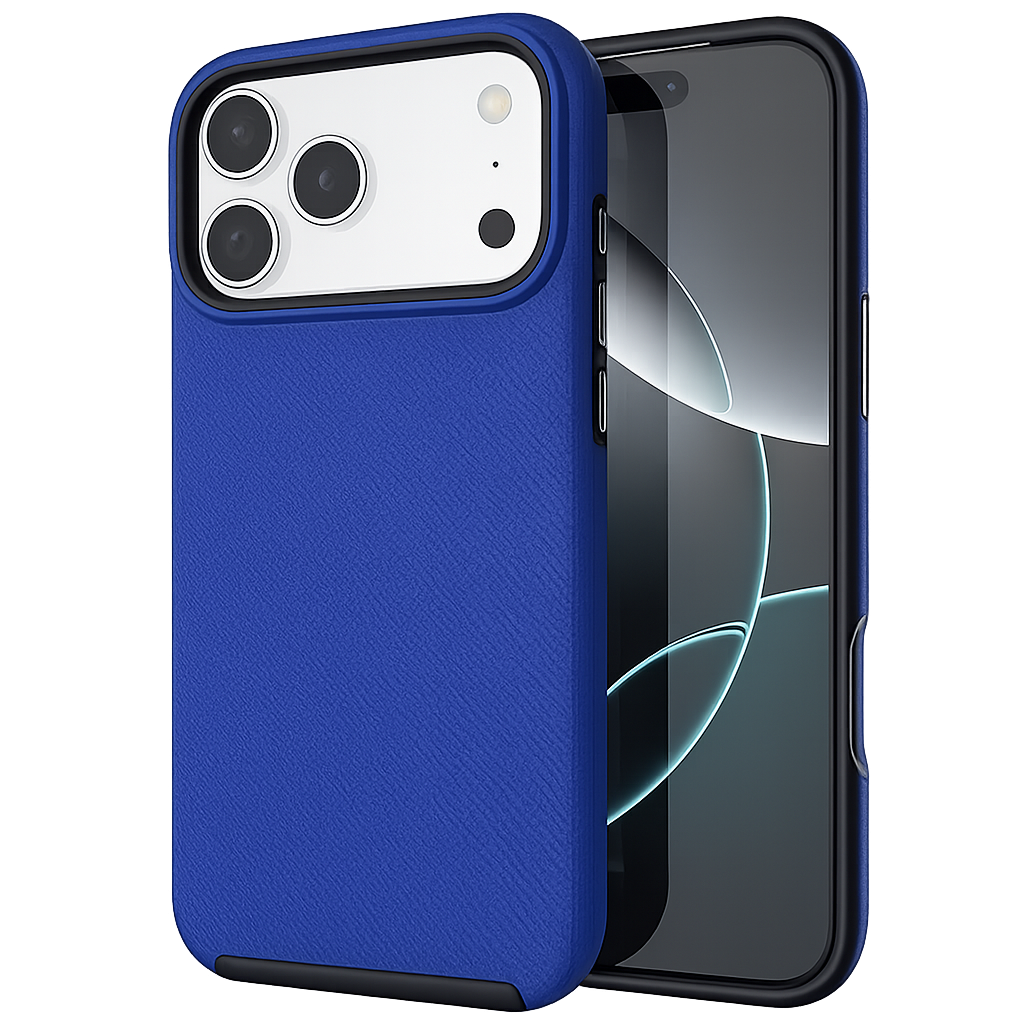 Navy iPhone 17 Pro Case, Dotted Comm Case, MagSafe Phone Case, Protective Phone Cover, Shockproof Mobile Case
