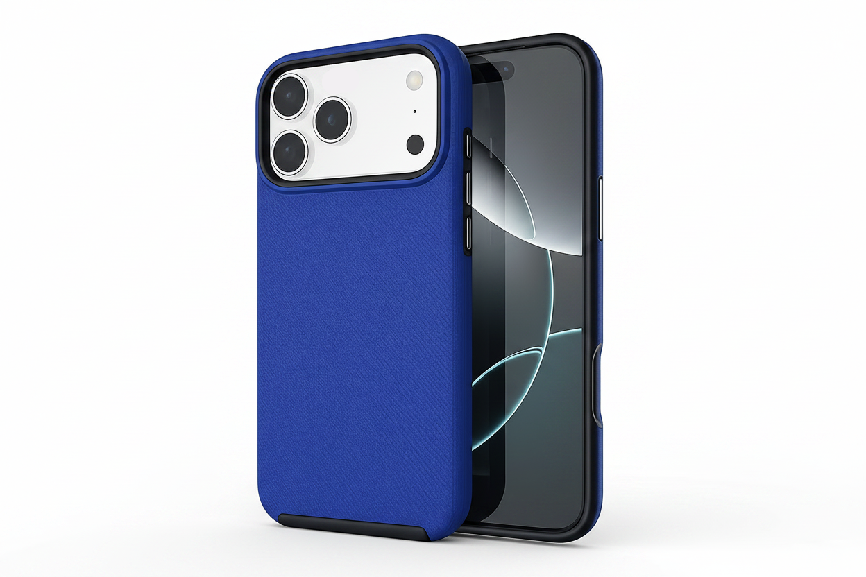 Navy iPhone 17 Pro Max Case, Dotted Comm Case, MagSafe Phone Case, Protective Phone Cover, Shockproof Mobile Case
