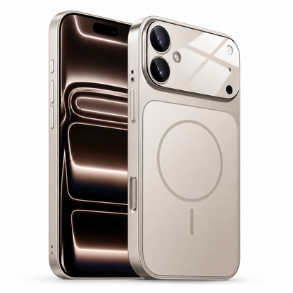 Premium Grey iPhone 16 Protective Phone Case with AG Glass Finish and MagSafe Ring