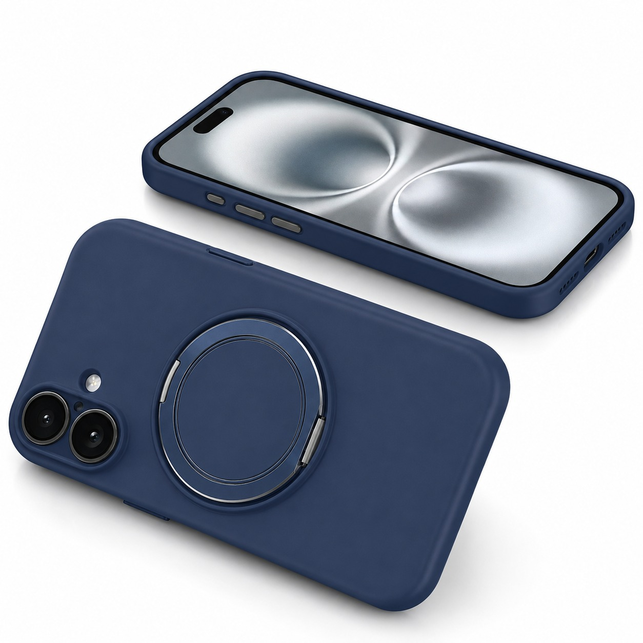 Blue MagSafe Phone Case, Apple iPhone 16 Protective Case, TPU Silicone Case, Magnetic Phone Cover, Drop Protection Case, Designer Phone Case