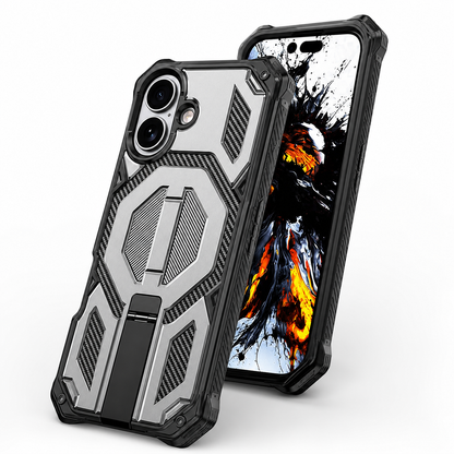 Rugged Phone Cover for Apple iPhone 16 with kickstand, anti-slip grip, and MagSafe support