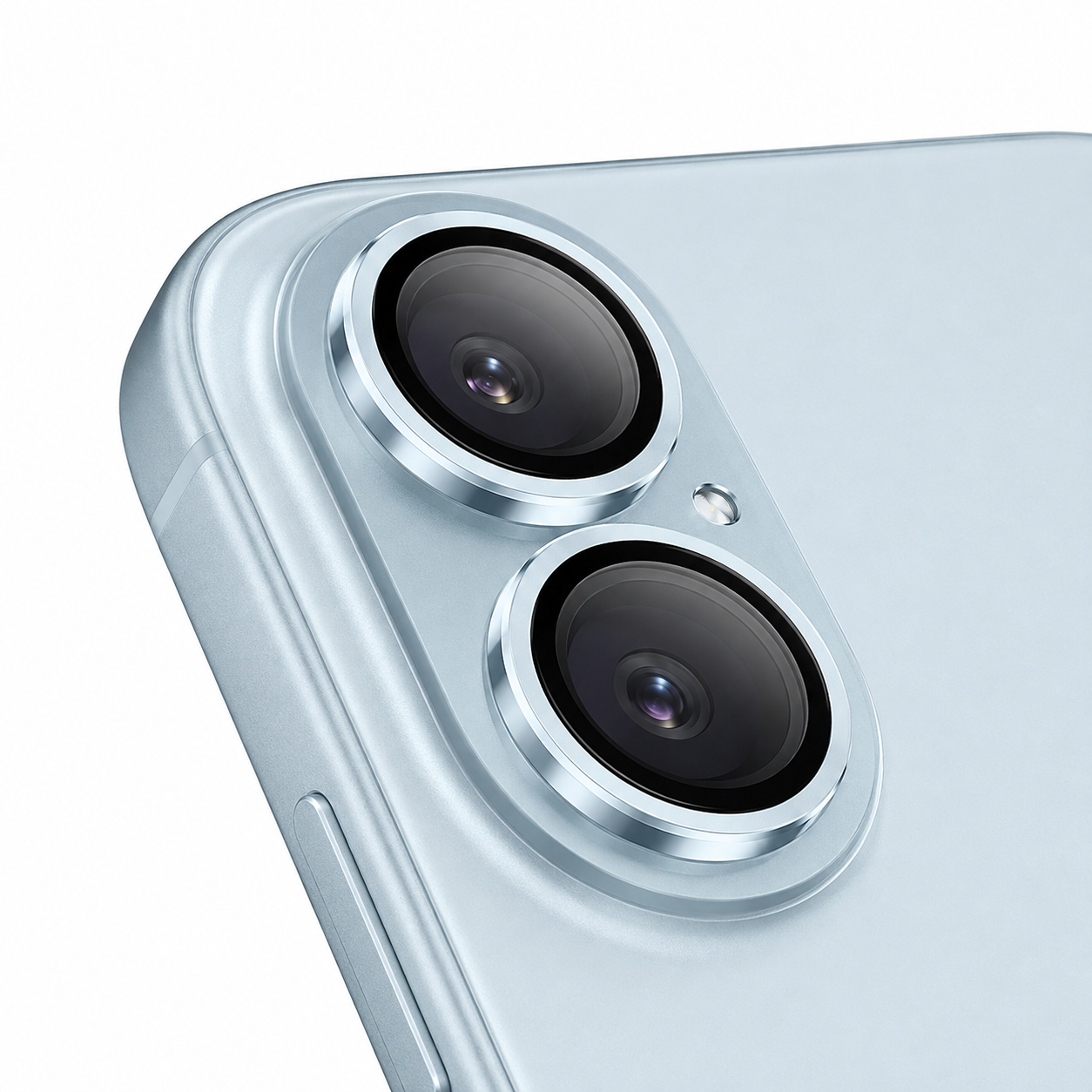 Premium metallic light blue camera protector for iPhone 17