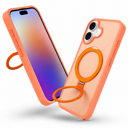 Wireless charging compatible iPhone 16 case in premium orange finish