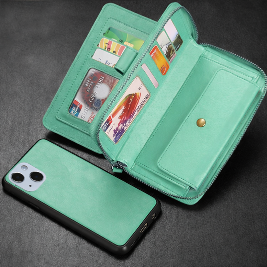 Zipper Wallet Phone Case –Teal Protective Cover