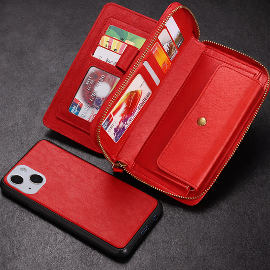 Zipper Wallet Phone Case – Red Protective Cover