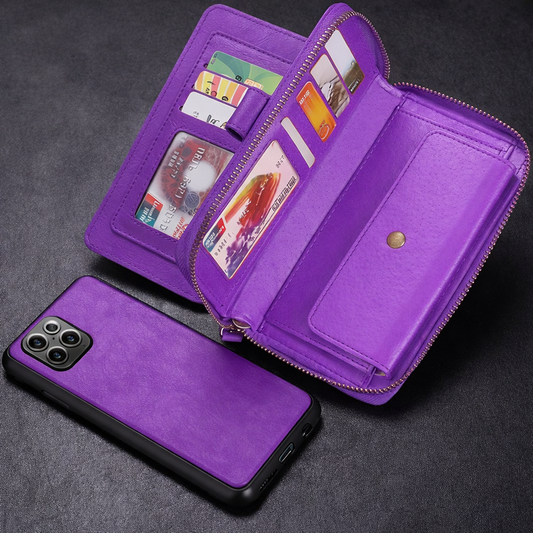 Zipper Wallet Phone Case – Purple Protective Cover