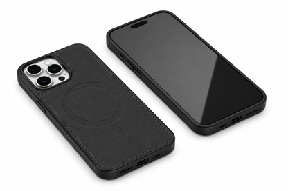 Designer black mobile cover with raised camera protection for iPhone 12