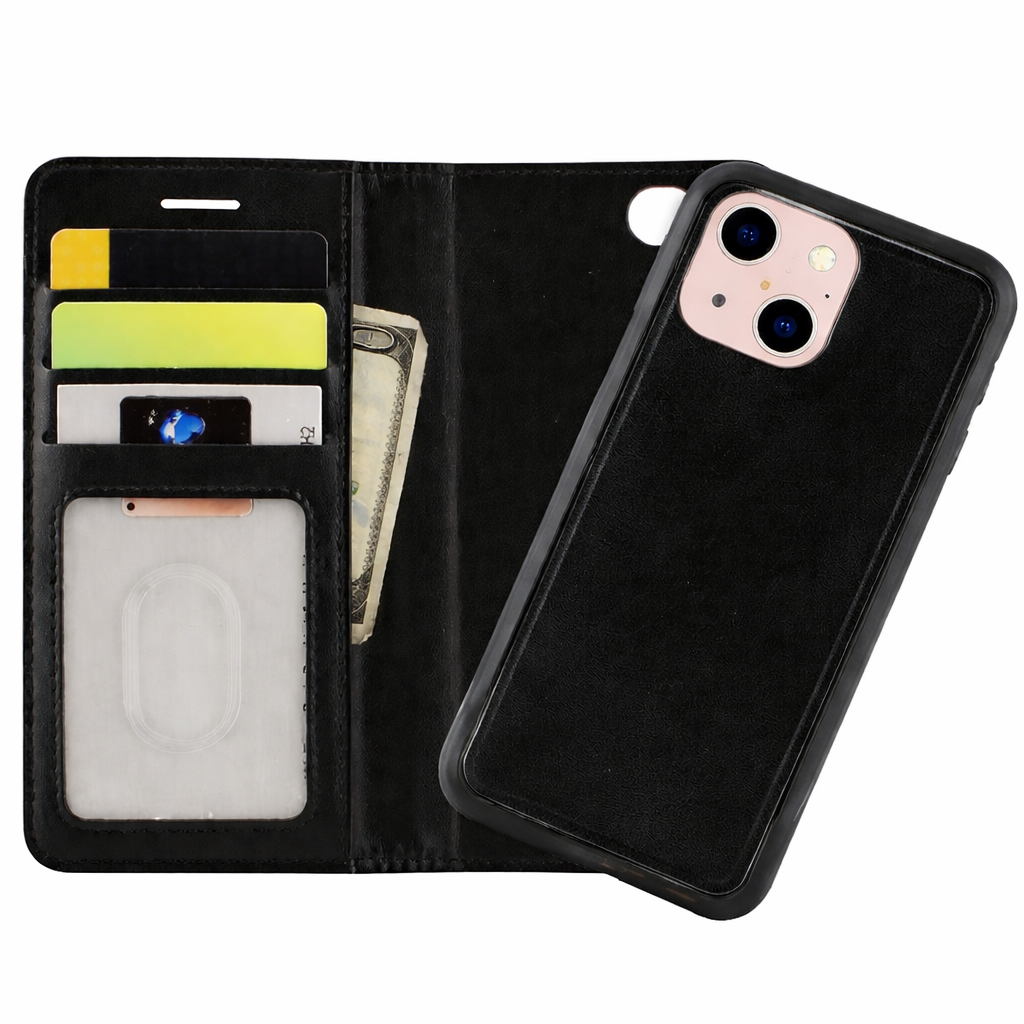 Photo ID Wallet Phone Case – Black Magnet Protective Cover
