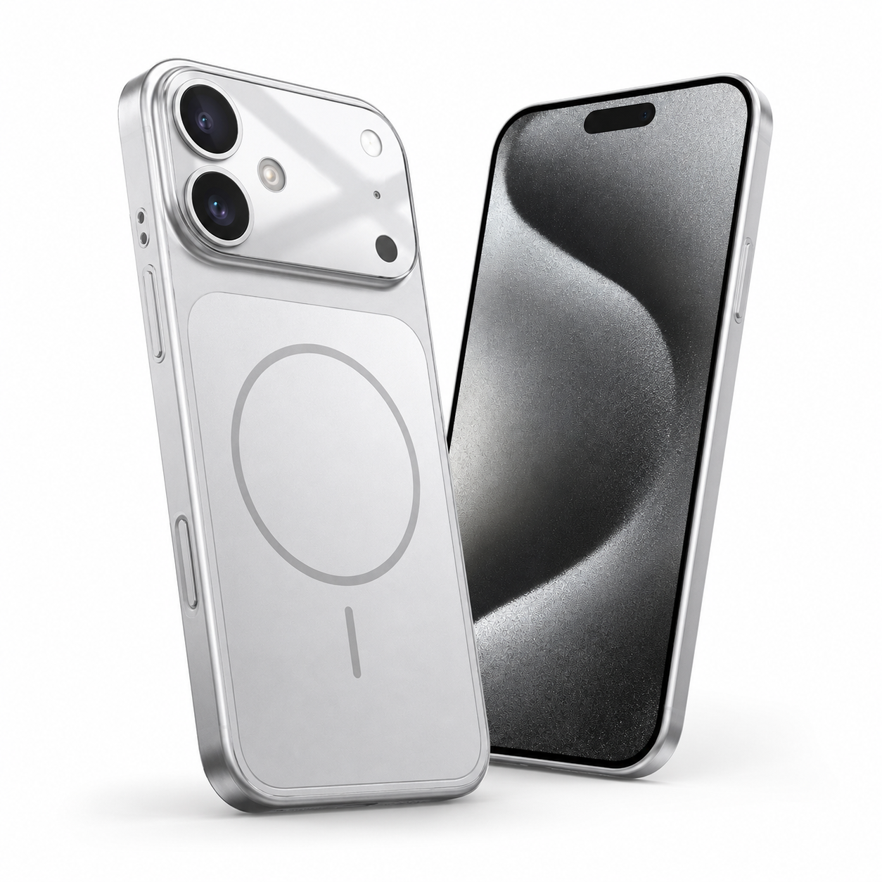Premium Silver iPhone 16 Protective Phone Case with AG Glass Back and MagSafe
