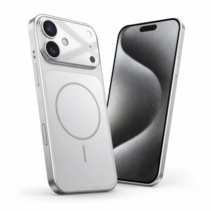 Premium Silver iPhone 16 Protective Phone Case with AG Glass Back and MagSafe