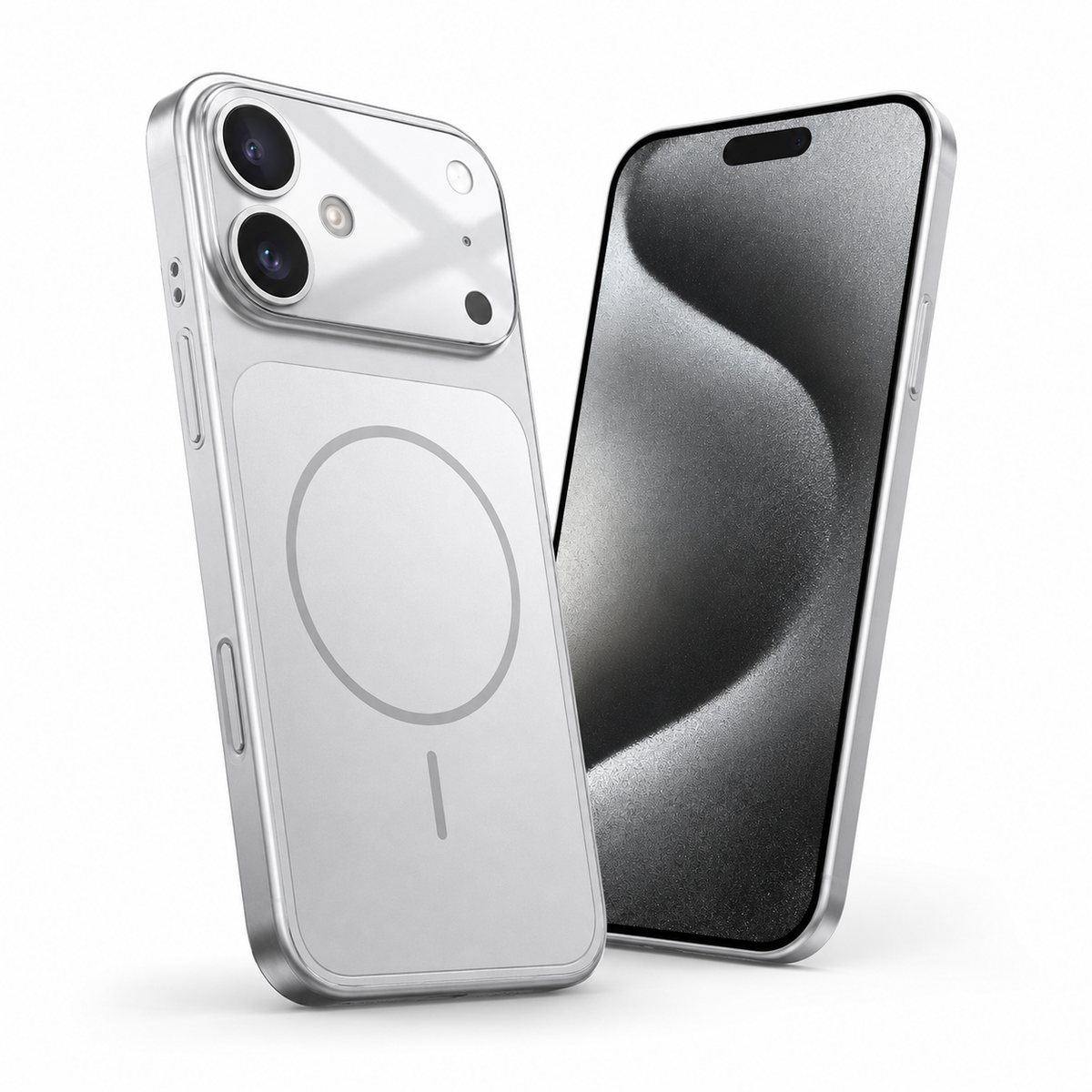 Premium Silver iPhone 16 Protective Phone Case with AG Glass Back and MagSafe
