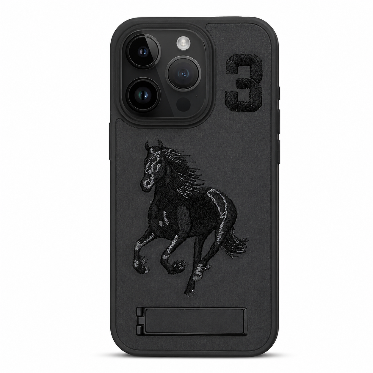 Black horse design stand case for Apple iPhone 12 / 12 Pro