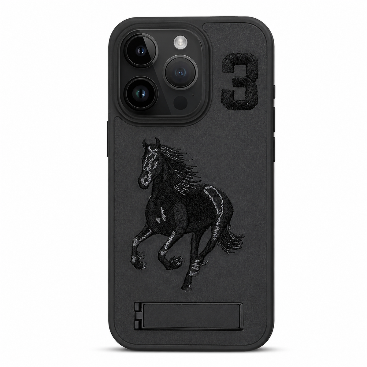 Black horse design stand case for Apple iPhone 12 / 12 Pro