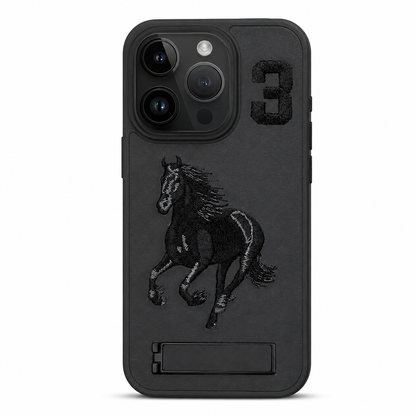 Black horse design stand case for Apple iPhone 12 / 12 Pro