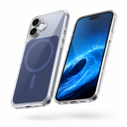 Blue Clear Phone Cover for Apple iPhone 17, Durable Mobile Cover, Protective Phone Case, Magnetic Crystal Case