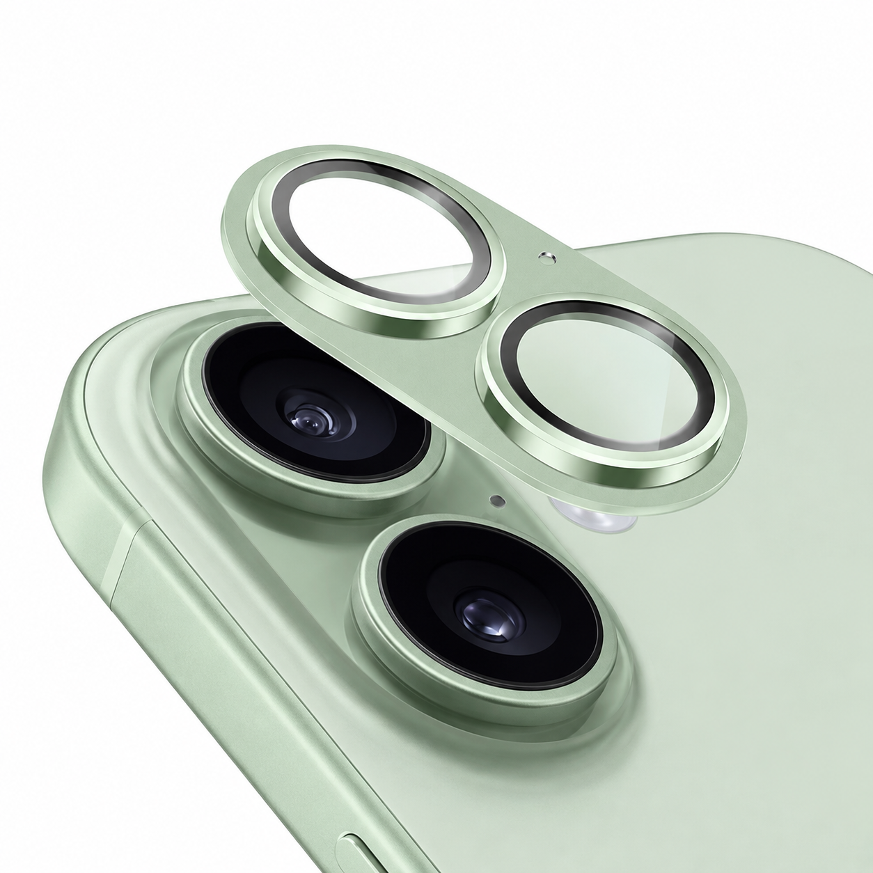 Green metal camera lens protector for Apple iPhone 17