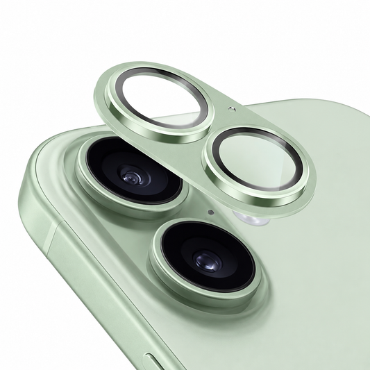 Green metal camera lens protector for Apple iPhone 16