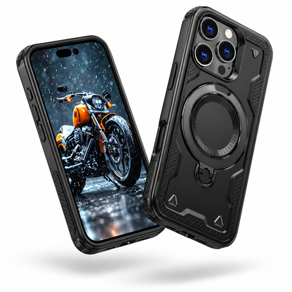 Black Sparta ring holder phone case for Apple iPhone 12 and iPhone 12 Pro.