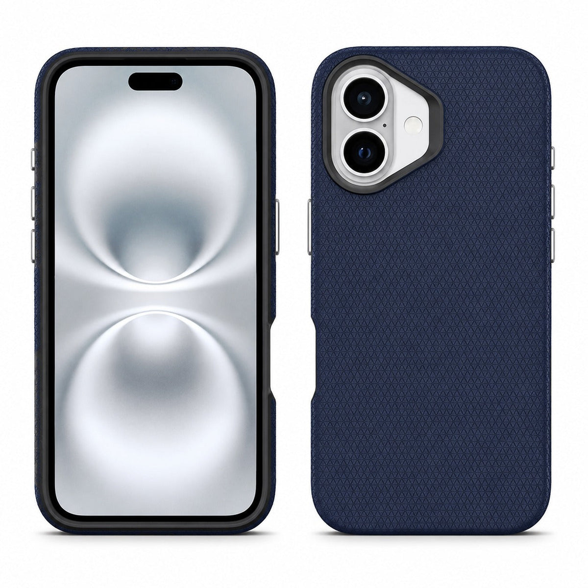 Navy iPhone 16 Case, Triangle Phone Case, Shockproof Protective Cover, MagSafe Compatible Case
