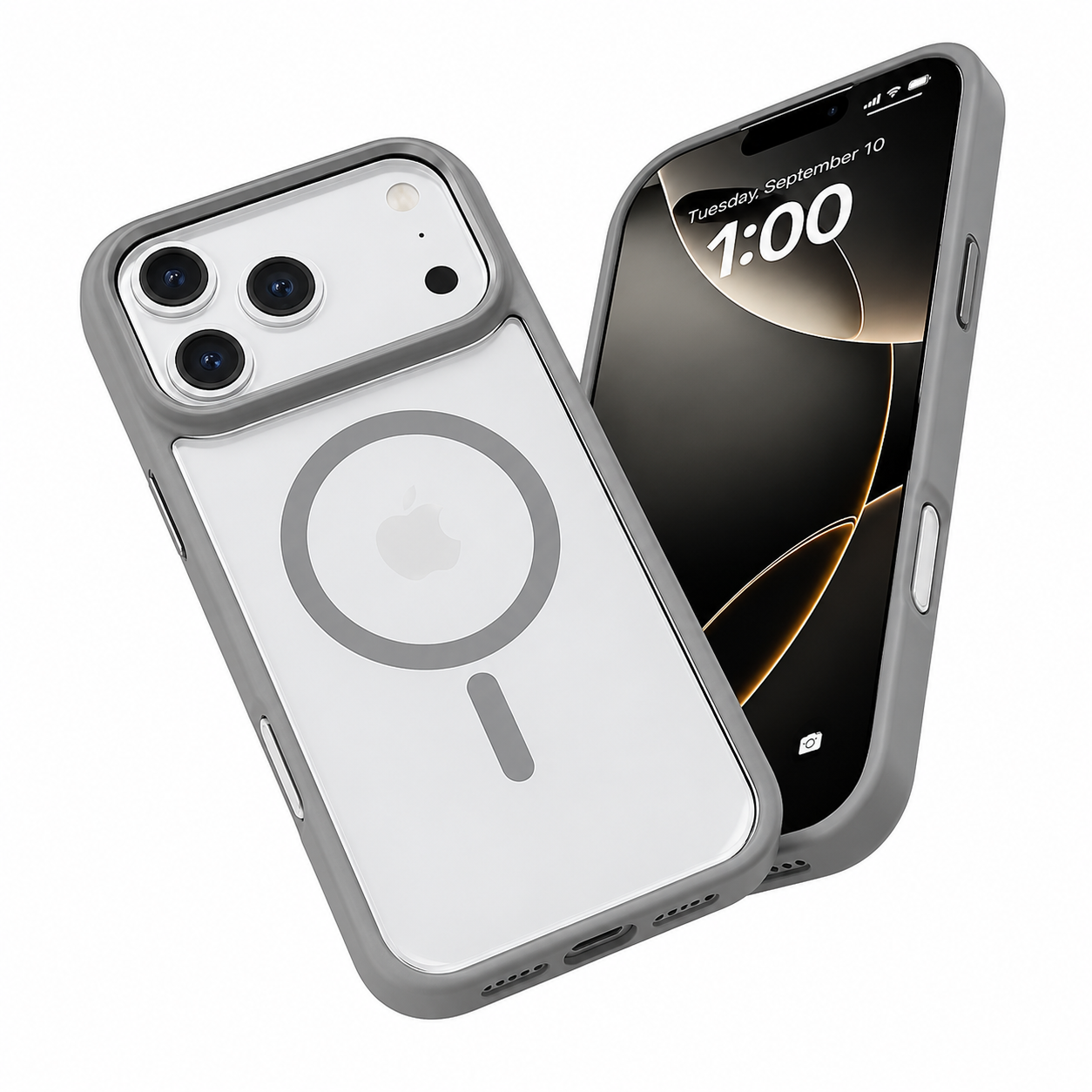 Apple iPhone 17 Pro Max Cover, Grey Protective Case, Magnetic Phone Cover, Drop Protection Case