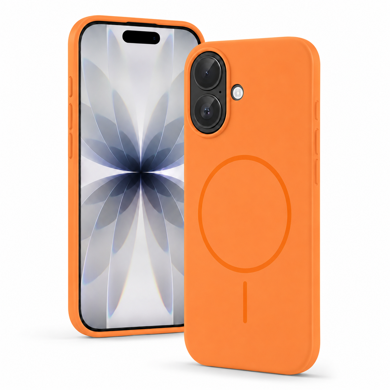 Wireless Charging Compatible Orange MagSafe Silicone Case for Apple iPhone 17 with shockproof TPU protection