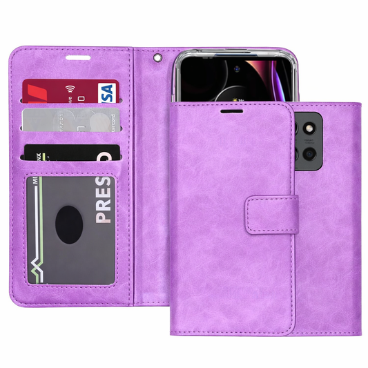 Photo ID Multi-Card Wallet Phone Case – Purple Protective Cover