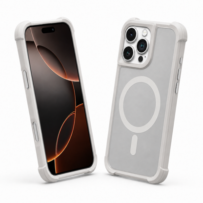 Grey mobile cover with raised camera protection for iPhone 12