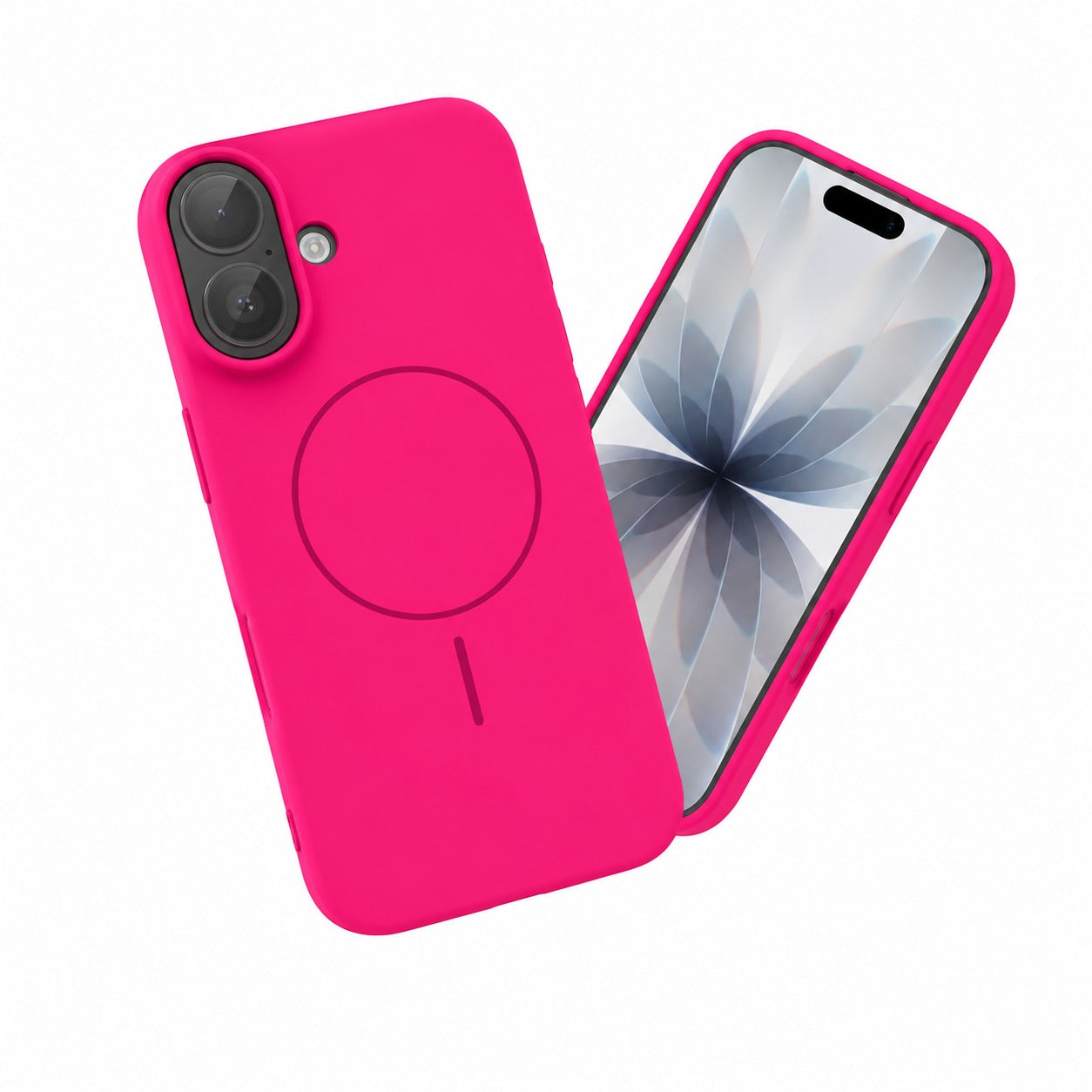 Wireless Charging Compatible Hot Pink MagSafe Silicone Case for Apple iPhone 17 with shockproof TPU protection