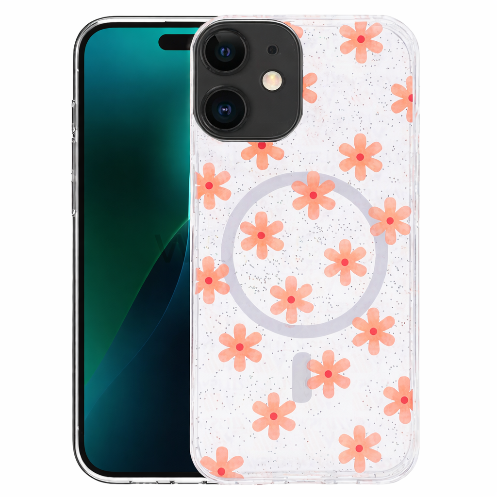 Dual Layer Phone Case – Orange Flowered Cover MagSafe Compatible