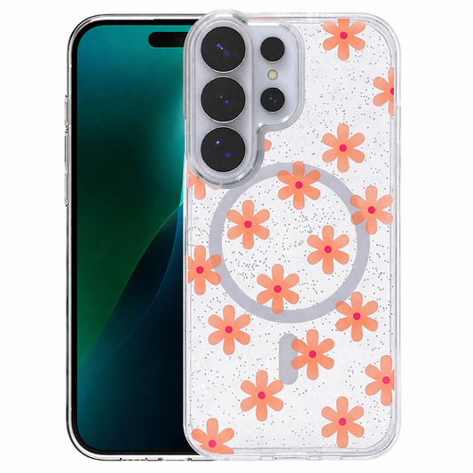 Dual Layer Phone Case – Orange Flowered Cover MagSafe Compatible