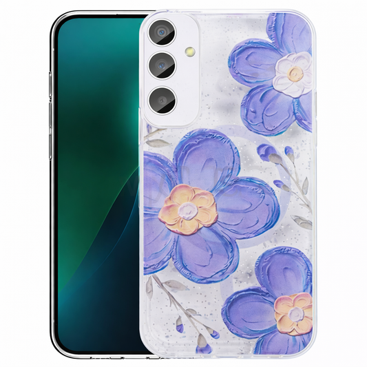 Dual Layer Phone Case – Purple Flowered Cover MagSafe Compatible