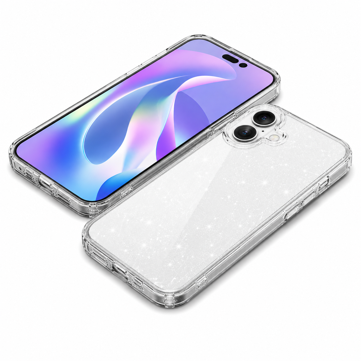 MagSafe-compatible clear glitter case for Apple iPhone 16
